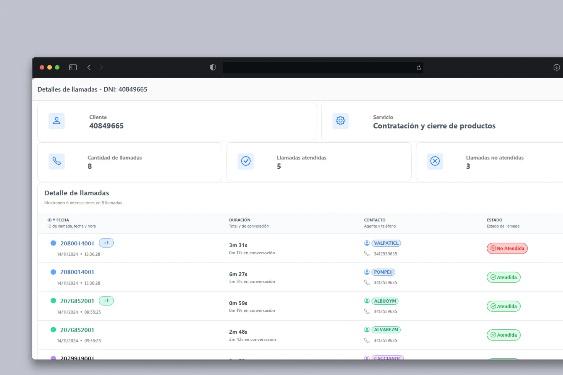 proyecto Reporte de llamados telefónicos